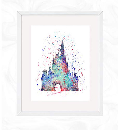 Cinderellas Castle Prints Cinderella Disney Watercolor Nursery Wall Poster Holiday Gift Kids and Children Artworks Digital Illustration Art