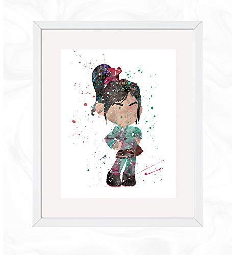 Vanellope von Schweetz Prints Wreck-It Ralph Disney Watercolor Nursery Wall Poster Holiday Gift Kids and Children Artworks Digital Illustration Art
