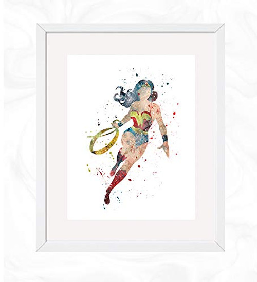 Wonder Woman Prints Superheroes Watercolor Nursery Wall Poster Holiday Gift Kids and Children Artworks Digital Illustration Art