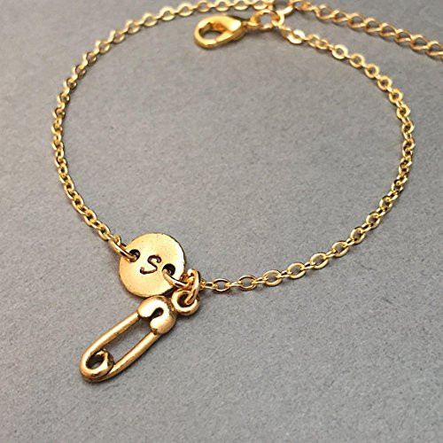 Safety pin charm bracelet safety pin charm adjustable bracelet charm bracelet personalized bracelet initial bracelet monogram Safety pin charm bracelet safety pin charm adjustable bracelet charm bracelet personalized bracelet initial bracelet monogram