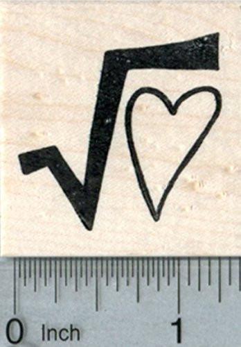 Square Root Rubber Stamp with Heart Math Themed