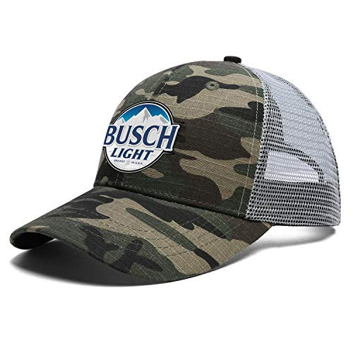 Camouflage Fitted Bus-ch Light Latte Beer Sun Hats Mesh Sports Vintage Cap