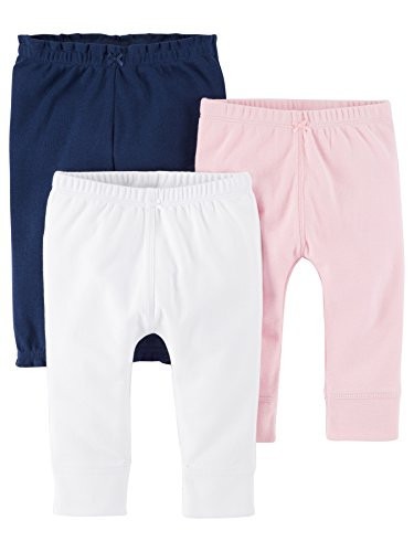 Carters Baby Girls 3-Pack Pants Pink Navy Preemie