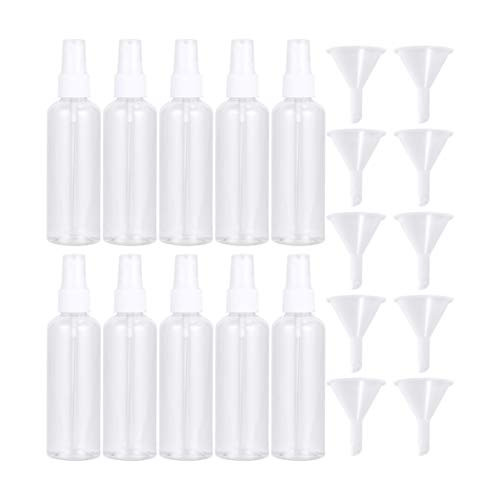 Minkissy 10pcs Mist spray bottles clear spray bottles mini airless fine small spray bottle with 10pcs Plastic Sprayer 100ml