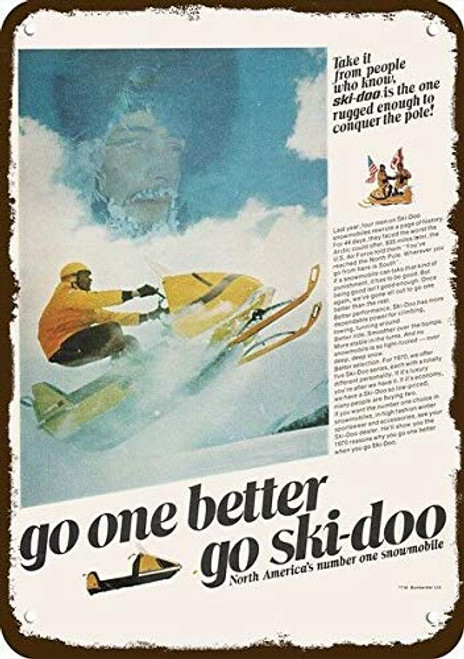 SIGNCHAT 1970 Ski-Doo Snowmobile Ski Doo Snowmachine Vintage Look Replica Metal Sign Outdoor Decoration Props Plaque Sign 8x12 inch