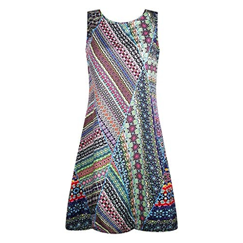 Clearance Womens Sleeveless Dress Shirt Summer Casual Sleeveless Boho Printed Swing Dress Sundress with Pockets Amiley Large Blue Clearance Womens Sleeveless Dress Shirt Summer Casual Sleeveless Boho Printed Swing Dress Sundress with Pockets Amiley Large Blue