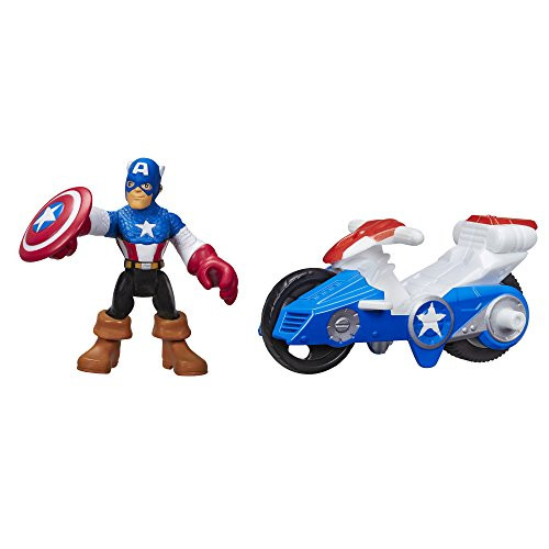 Playskool Heroes Marvel Super Hero Adventures Captain America Figure with Shield Racer Vehicle Playskool Heroes Marvel Super Hero Adventures Captain America Figure with Shield Racer Vehicle