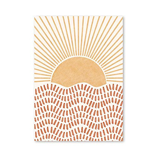 Wall Art Boho Poster Sun Abstract Line Painting Mid Century Canvas Print Minimalist Posters Wall Modern Art Picture For Living Room DecorA30X40Cm No Frame