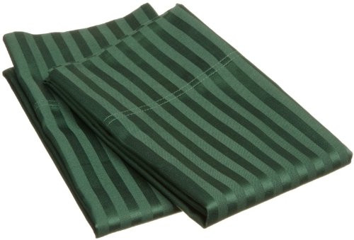 SUPERIOR Combed Cotton 300 Thread Count Pillowcase Pair Stripe Hunter Green King