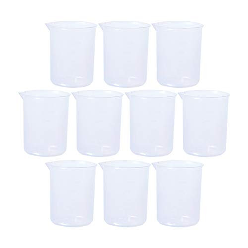 Othmro Measuring Cup 300ml PP Plastic Graduated Beaker Transparent with Handle for Lab Kitchen Liquids 10pcs