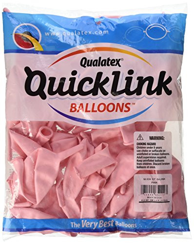 Pioneer Balloon 50 Count Quick Link Latex Balloons, 12", Pink
