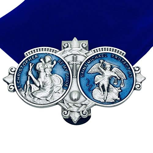 Amazing Saints St Christopher and St Michael Blue Visor Clip