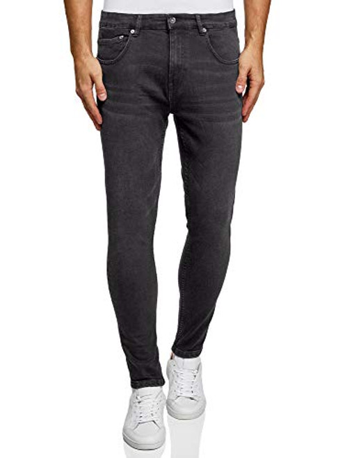 oodji Ultra Mens Basic Slim-Fit Jeans Black 32W   32L  US 32   M