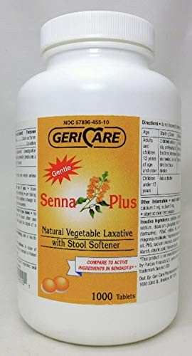 Healthstar Senna Plus Laxative Tablets 50 mg   8.6 mg Strength Docusate Sodium   Sennosides  1000 Tablets
