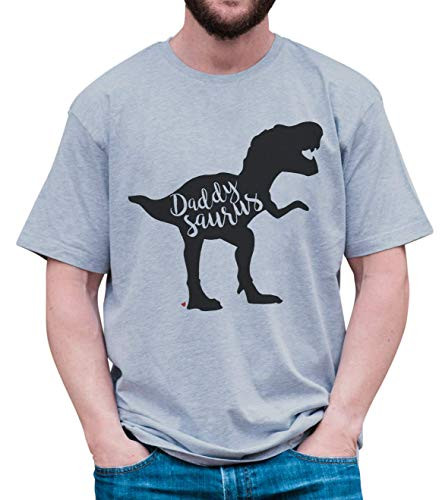 7 ate 9 Apparel Mens Daddysaurus Dinosaur T-Shirt Medium Grey