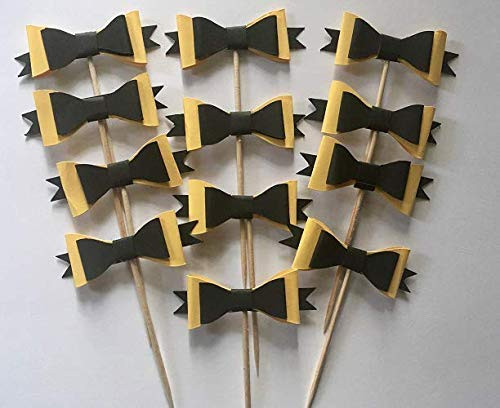 Emmas yellow bow inspired cupcake toppers Wiggles inspired cupcake toppers Wiggles inspired birthday decorations