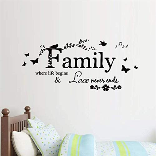 JYKFJ Family Quotes Wall Sticker for Living Room Bedroom Kitchen Bathroom for Boys Girls Kids Room 3D DIY Vinyl Art Decals Personalized Wallpaper Removable Home Reusable Mural Decoration