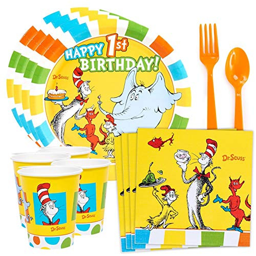 Costume SuperCenter Dr. Seuss Favorites 1st Birthday Standard Tableware Kit  Serves 8