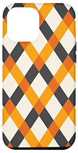 iPhone 12 Pro Max Cross Pattern Woven Orange White Black Lines Case