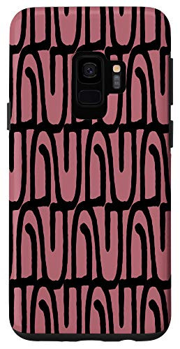 Galaxy S9 Stylish Artistic Pattern Wavy Lines Rose Pink Black Case
