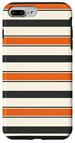 iPhone 7 Plus 8 Plus Horizontal Black White Orange Lines Pattern Halloween Themed Case