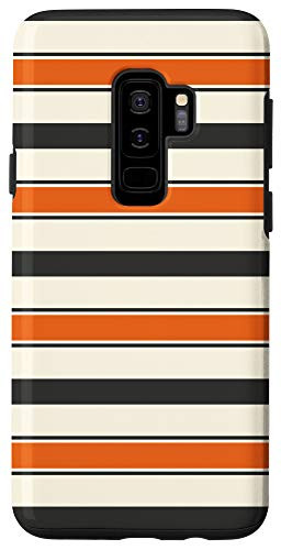 Galaxy S9plus  Horizontal Black White Orange Lines Pattern Halloween Themed Case