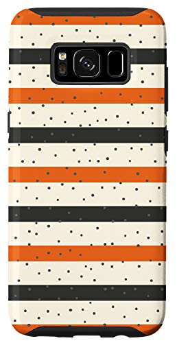 Galaxy S8 Horizontal Black White Orange Lines Polka Dots Pattern Case