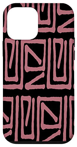 iPhone 12 mini Hand Drawn Stylish Artistic Pattern Lines Black Rose Pink Case