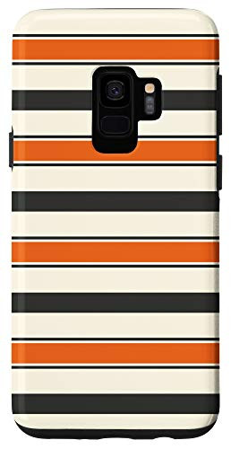 Galaxy S9 Horizontal Black White Orange Lines Pattern Halloween Themed Case