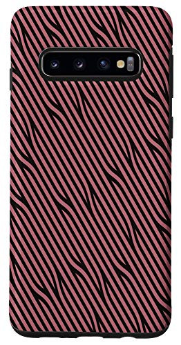 Galaxy S10 Stylish Wavy Lines Abstract Pattern Rose Pink Black Case
