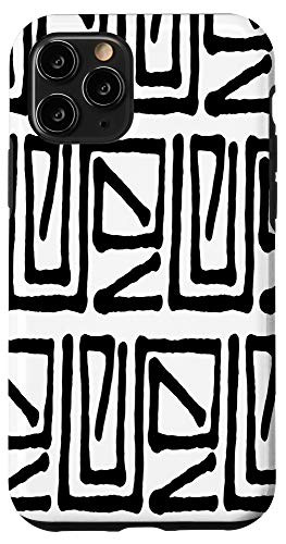 iPhone 11 Pro Stylish Fashionable Pattern Hand Drawn Lines White Black Case