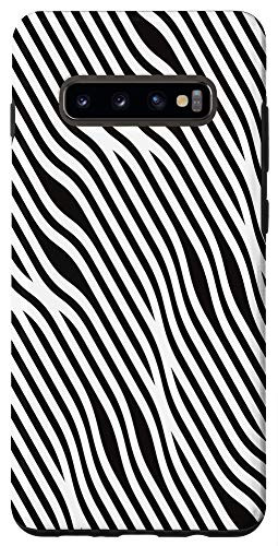 Galaxy S10plus  Cool Wavy Stylish Lines Fashionable Black White Pattern Case