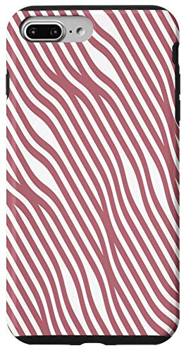 iPhone 7 Plus 8 Plus Stylish Wavy Lines Abstract Pattern Rose Pink White Case