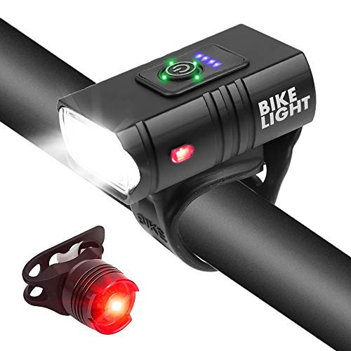 XLENTGEN Bike Lights Front and Back Rechargeable 800 Lumens Super Bright Bike Headlight and Bicycle Rear Light 6 Lighting Modes with Quick Release Fits Mountain Road City  and  Kids Bicycles