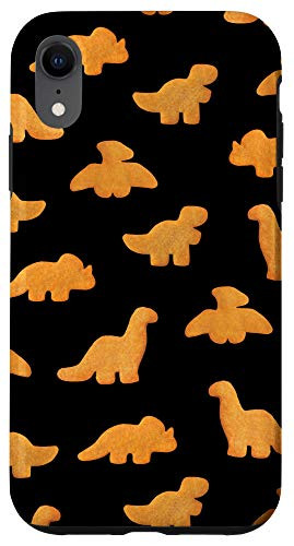 iPhone XR Dinos Chicken Nuggets Pattern   Funny Realistic Dino Black Case