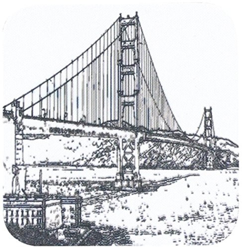 3dRose LLC Golden Gate Bridge San Francisco Line Art Coaster Soft Set of 4