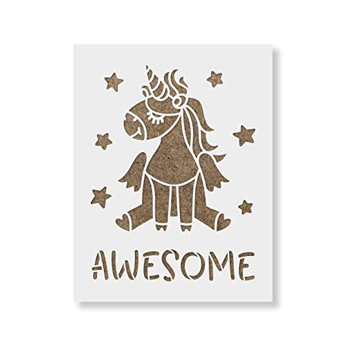 Unicorn Awesome Stencil - Reusable Stencils for Painting - Create DIY Unicorn Awesome Home Decor
