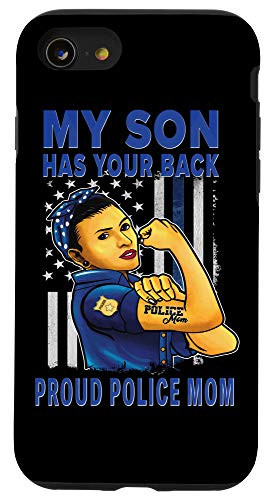 iPhone SE  2020    7   8 Proud Police Mom Thin Blue Line Gift My Son Has Your Back Case