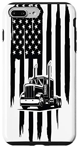 iPhone 7 Plus 8 Plus Truck Driver USA Flag American Themed Decor Case