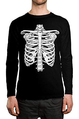 SpiritForged Apparel Skeleton Ribcage Mens Long Sleeve Shirt Black XL
