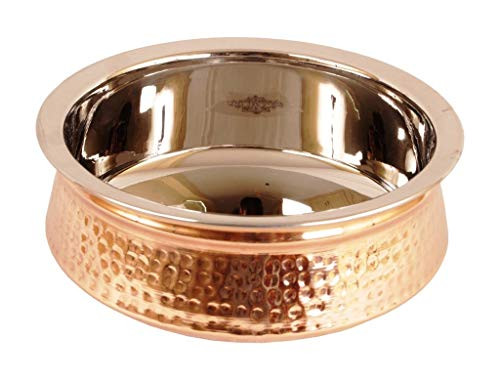 Ukal Indian Serving Bowl Handi Copper Stainless Steel Hammered Dishes Serve Ware for Vegetable and Curries Ukal Indian Serving Bowl Handi Copper Stainless Steel Hammered Dishes Serve Ware for Vegetable and Curries