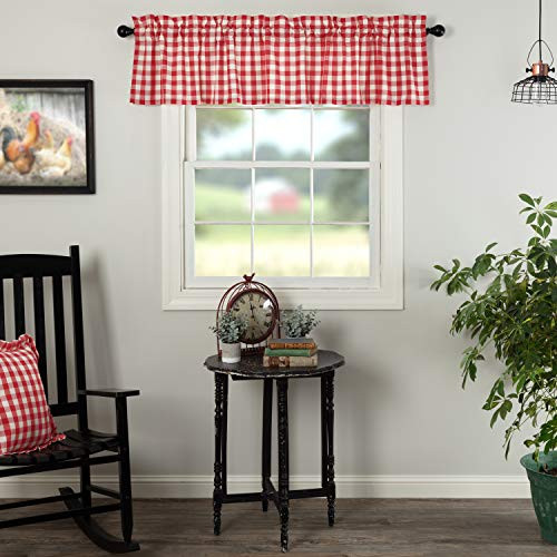 VHC Brands Annie Buffalo Check Cotton Farmhouse Kitchen Curtains Rod Pocket Hanging Loops 16x72 Valance Red VHC Brands Annie Buffalo Check Cotton Farmhouse Kitchen Curtains Rod Pocket Hanging Loops 16x72 Valance Red