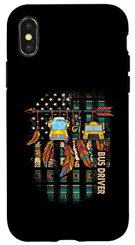 iPhone X XS Bus Driver American Flag Arrow Catcher Car Bus Driving Gift Case