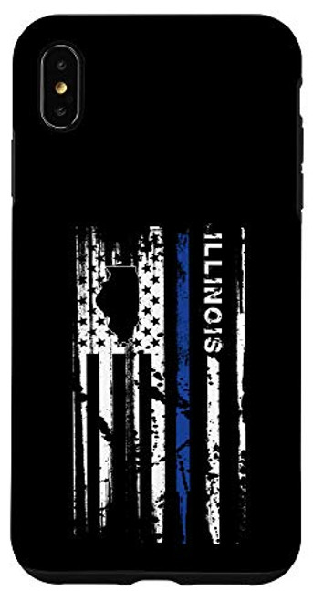 iPhone XS Max Illinois Cop Thin Blue Line LEO Police Officer American Flag Case