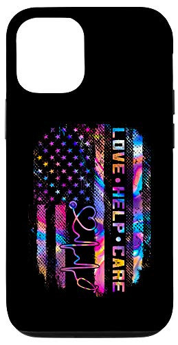iPhone 12 12 Pro Love Help Care American Nurse Patriotic ER CNA RN Gifts Case