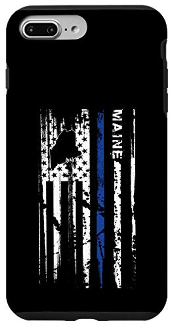 iPhone 7 Plus 8 Plus Maine Cop Thin Blue Line LEO Police American Flag Case