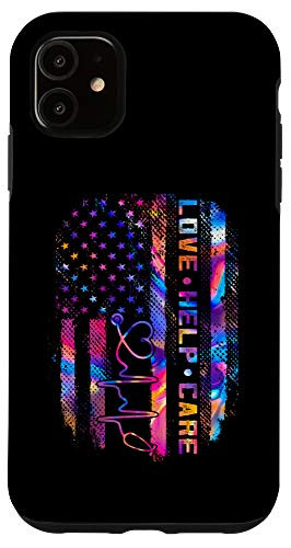 iPhone 11 Love Help Care American Nurse Patriotic ER CNA RN Gifts Case