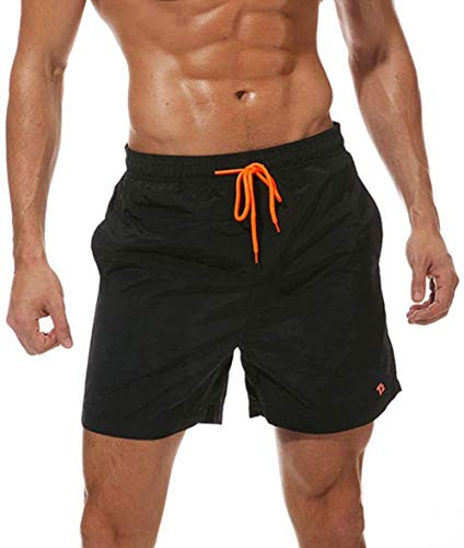 Tansozer Mens Swimming Trunks Quick Dry Swim Shorts Swimming Trunks for Men Surf Shorts with Pockets and Mesh Lining Black L