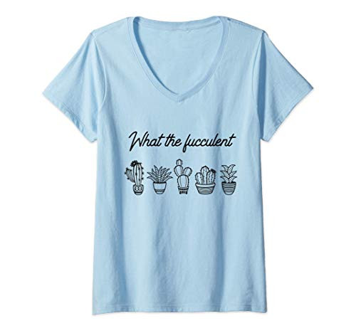 Womens Succulent Pun Gifts Idea Cactus Garden - What The Fucculent V-Neck T-Shirt Womens Succulent Pun Gifts Idea Cactus Garden - What The Fucculent V-Neck T-Shirt