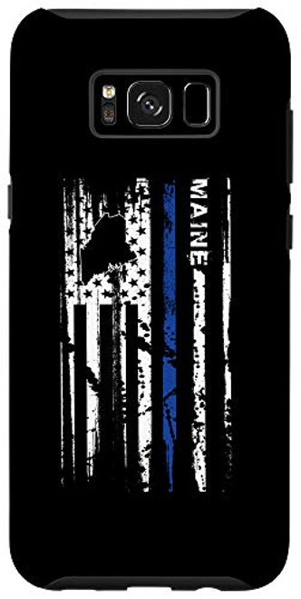 Galaxy S8plus  Maine Cop Thin Blue Line LEO Police American Flag Case